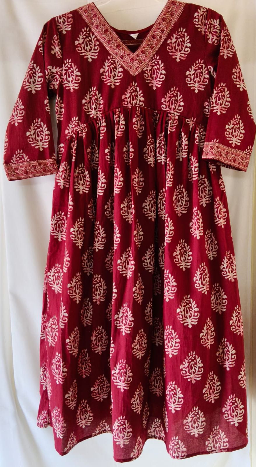 Red Floral 2 Kurta Aliya cut w Lining