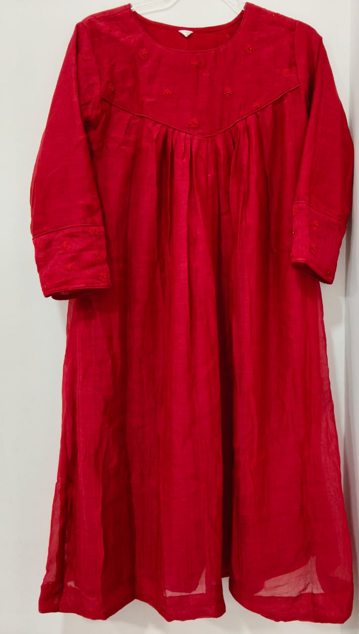 Multicolor Chanderi Floral Series -Red