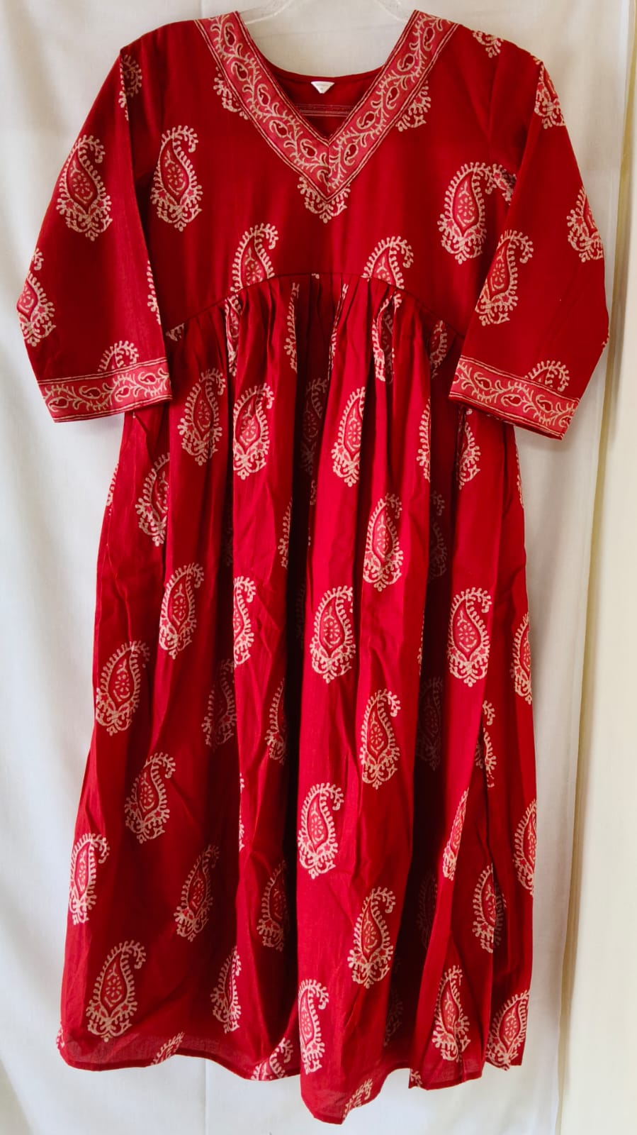Red Floral Aliya Cut Kurta with Lining