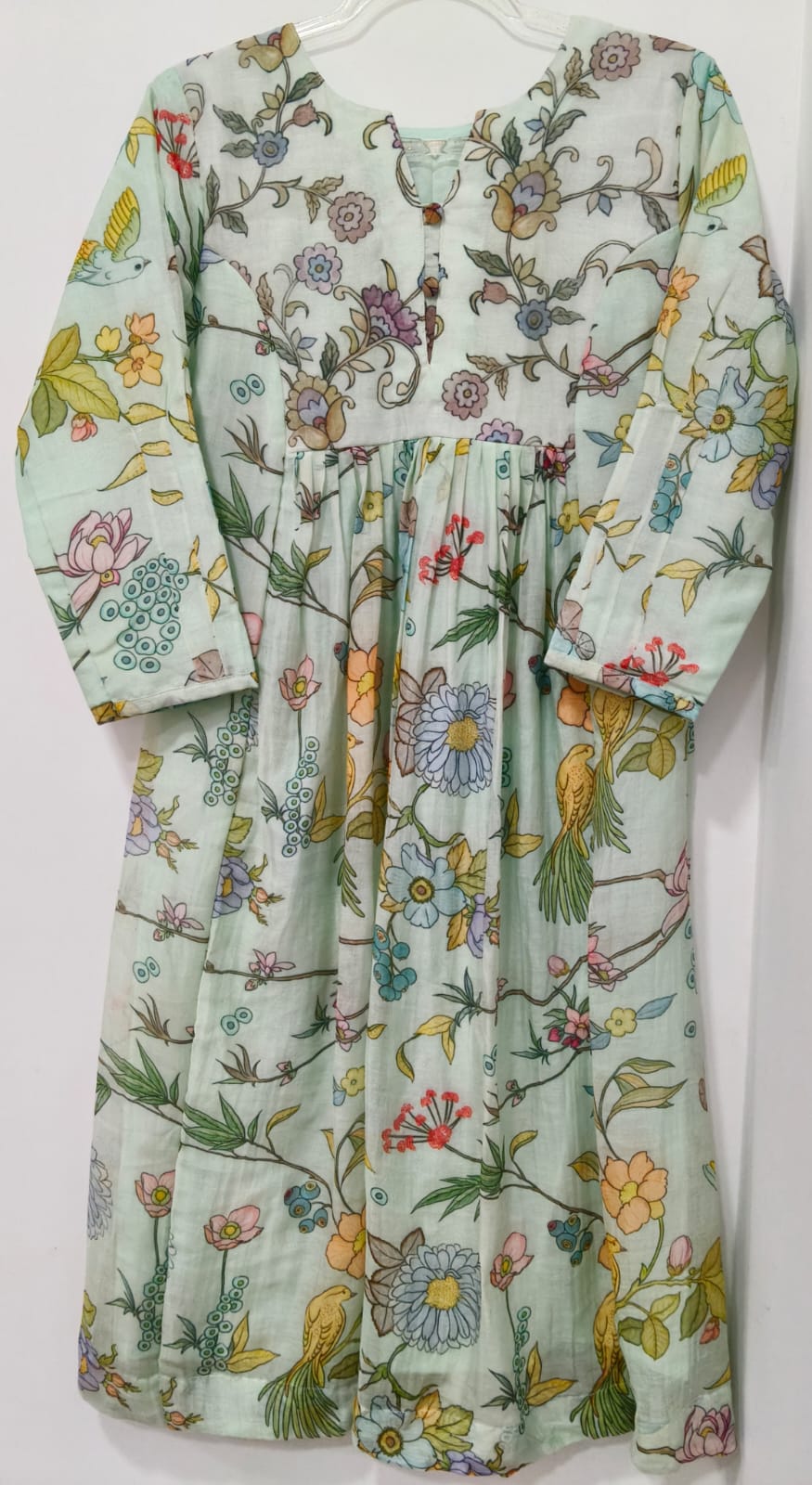 FLORAL PRINTED CHANDERI GREEN