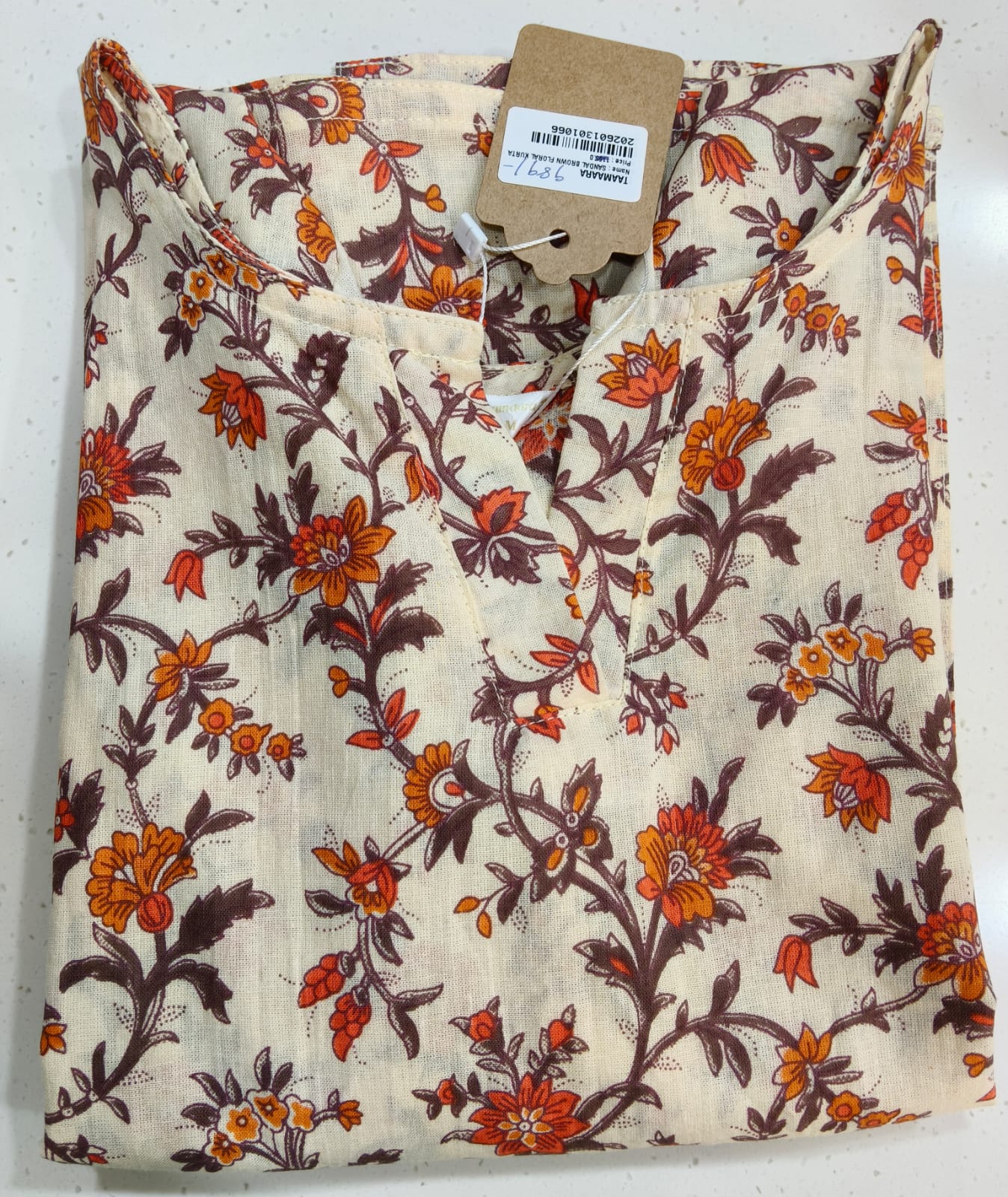 SANDAL BROWN FLORAL KURTA