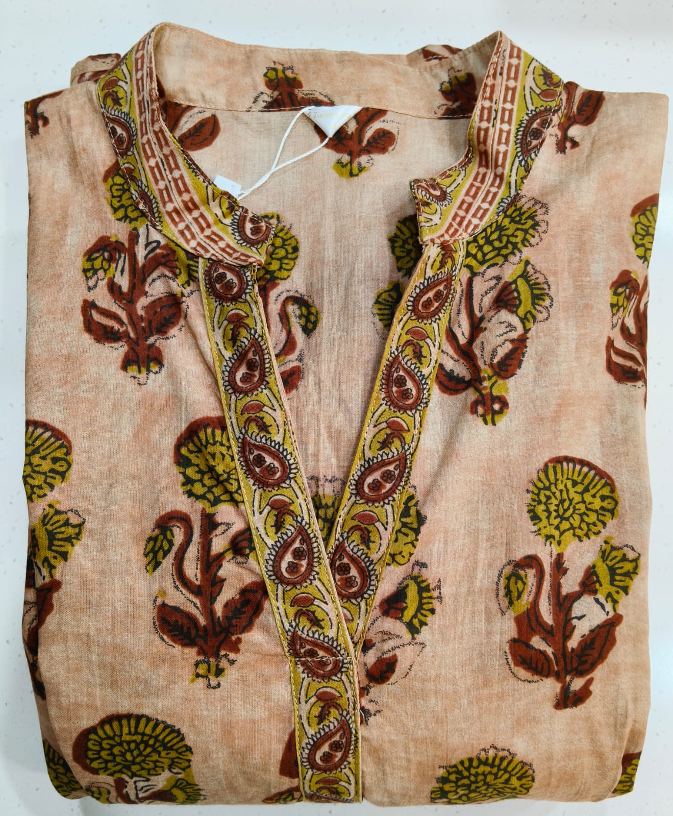 Brown Printed Cotton kurta