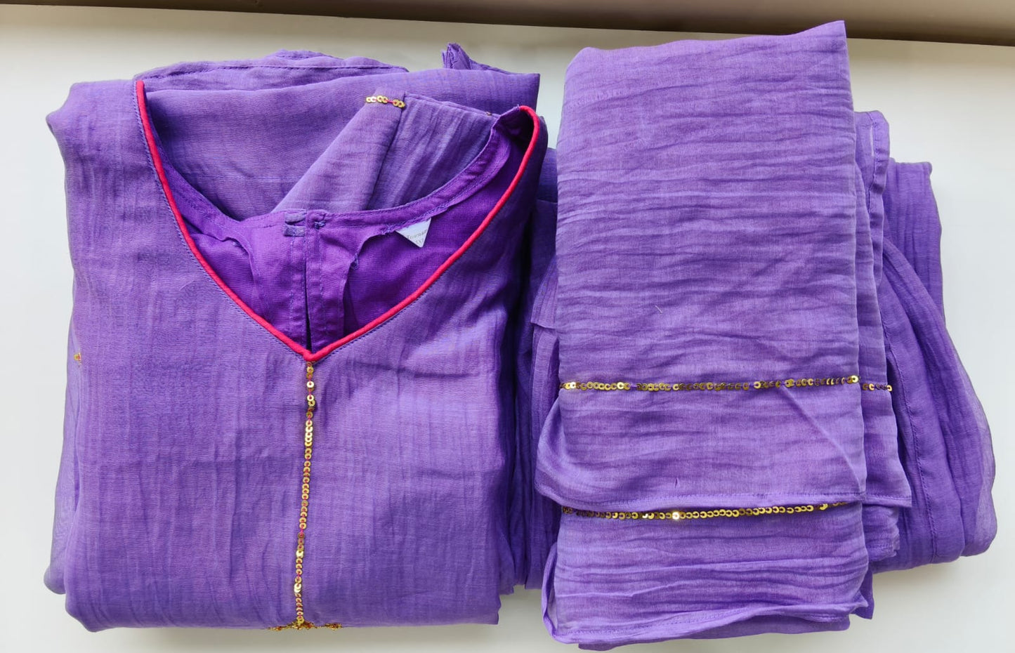 Violet Chanderi 3 pc suit