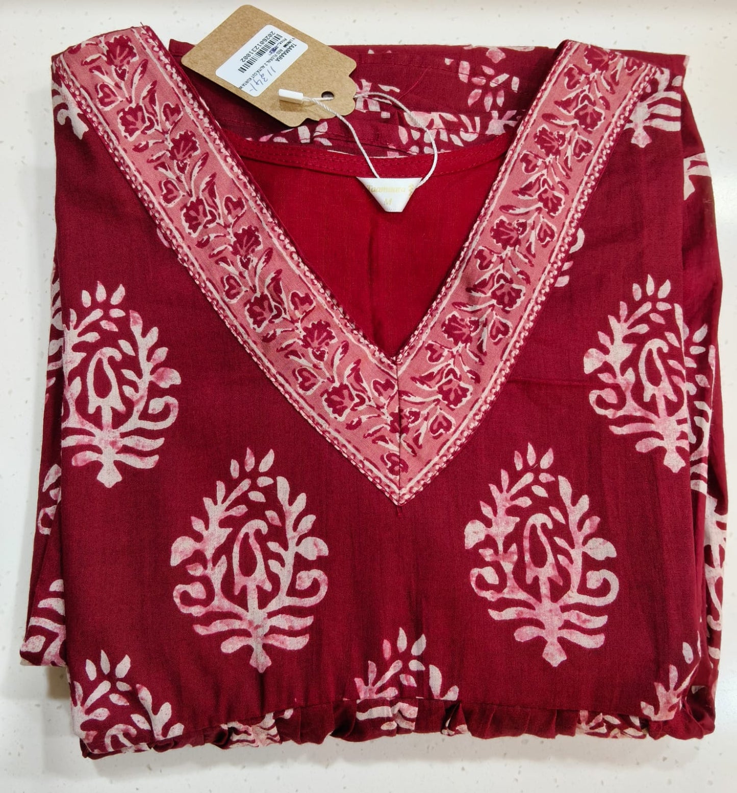 Red Floral 2 Kurta Aliya cut w Lining