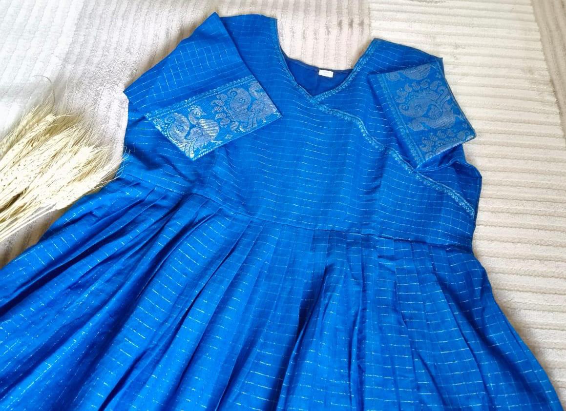 Radiant Royal Blue with Traditional Border -Tulasi kattam