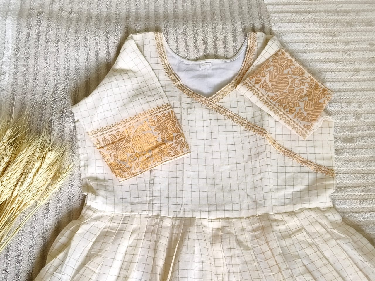 White with Golden border -Tulasi Kattam