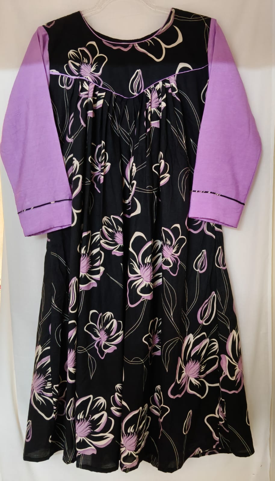 Black & Lavender Floral Kurta