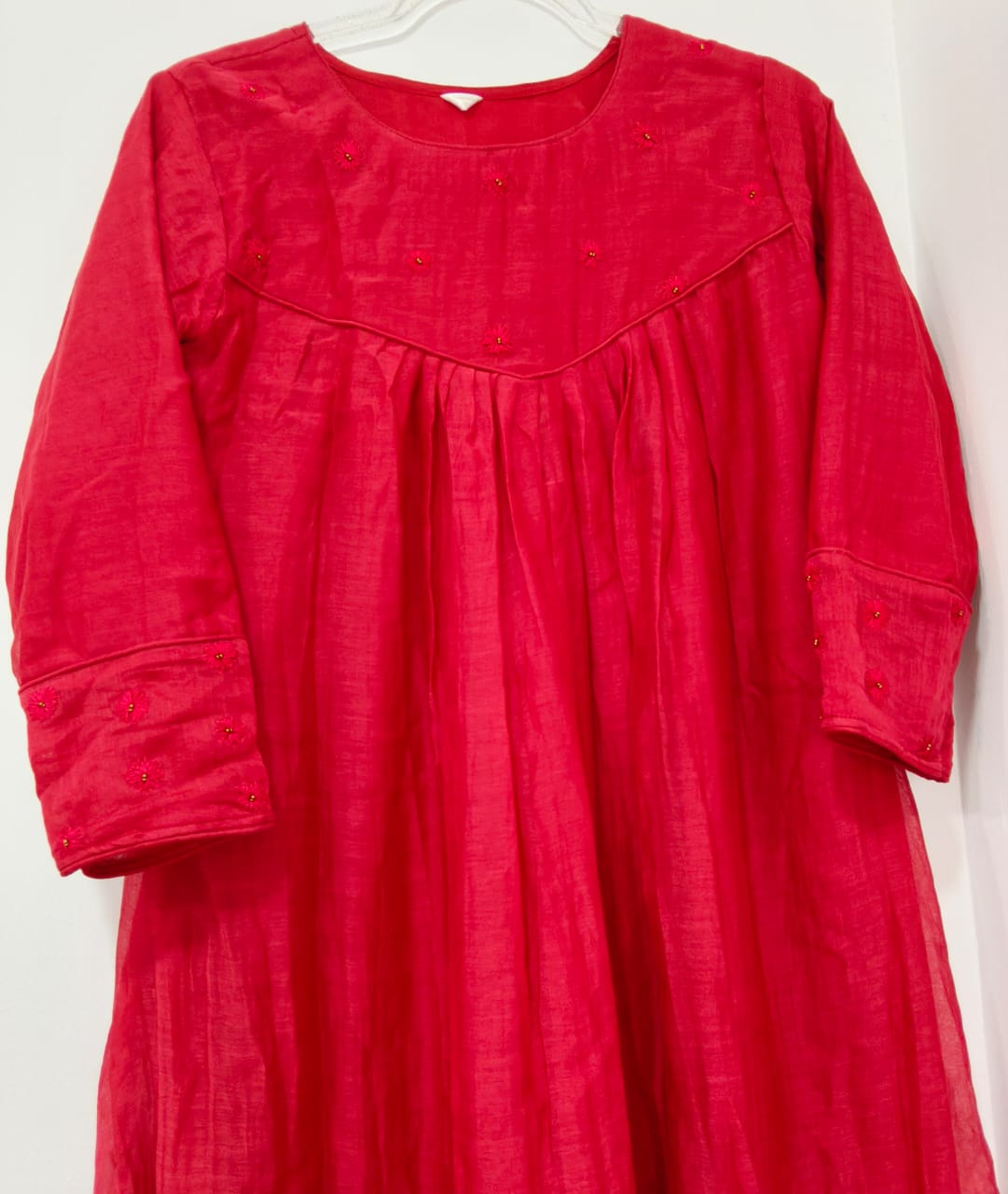 Multicolor Chanderi Floral Series -Red