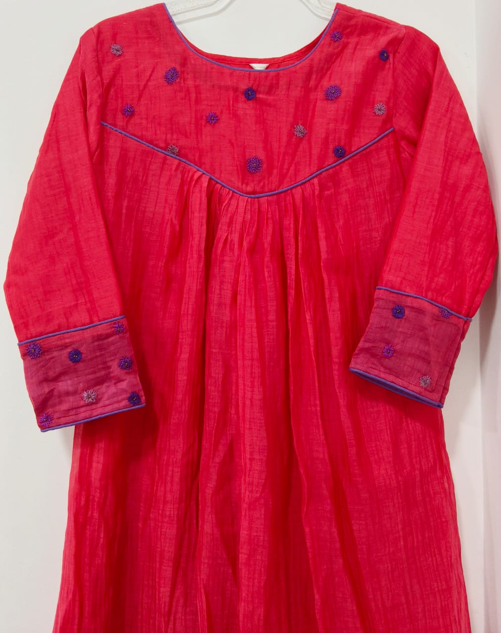 Multicolor Chanderi Floral Series -Pinkish Red