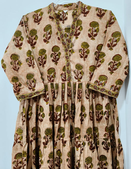 Brown Printed Cotton kurta