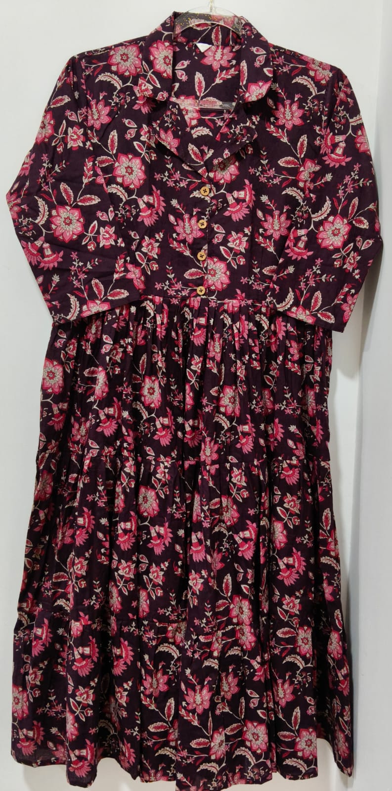 PURPLE PINK FLORAL KURTA COLLAR