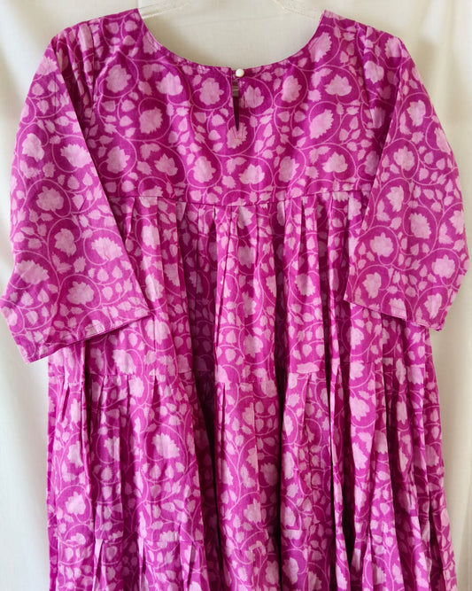 Purple Lotus Floral Kurta with Lining