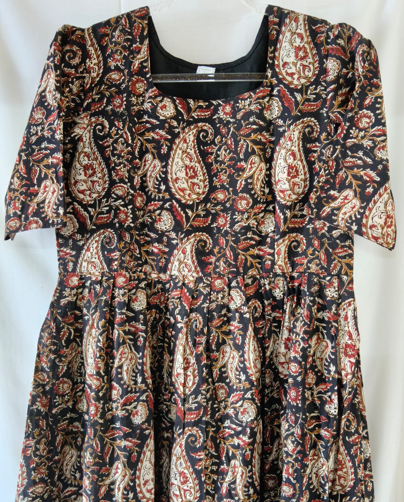 Black Kalamkari Floral Kurta with Lining