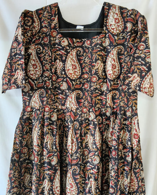 Black Kalamkari Floral Kurta with Lining