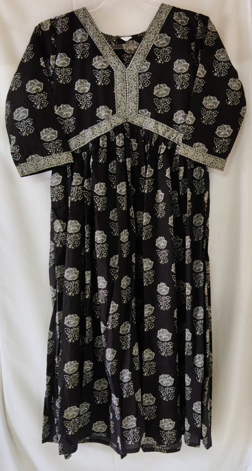 Black Floral Aliya cut Kurta