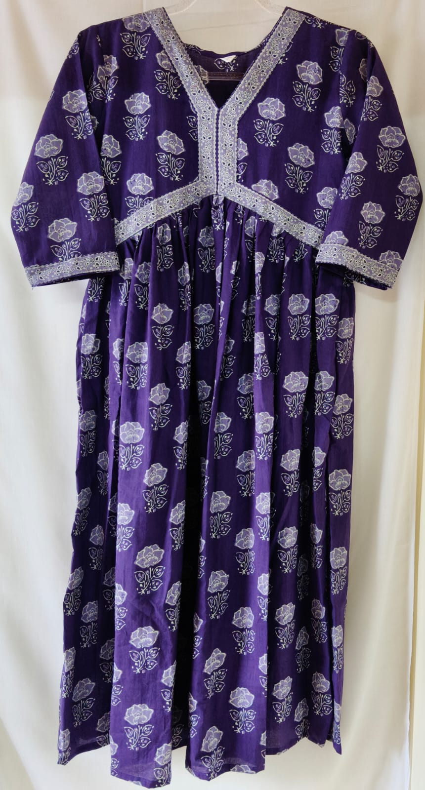 Violet Floral Aliya Cut Kurta