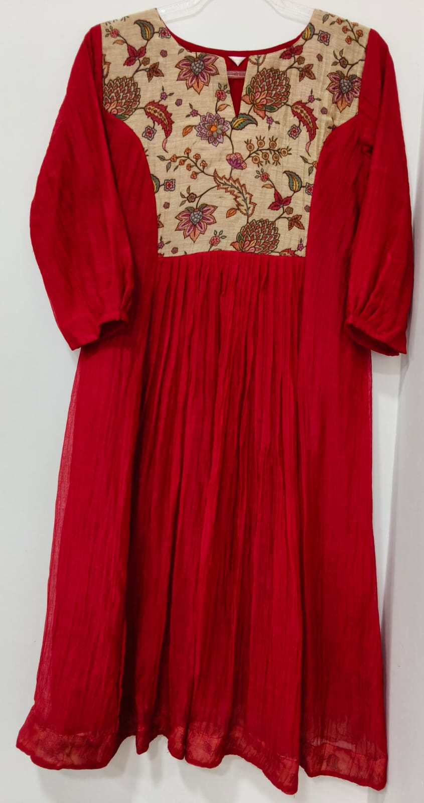 FLORAL PRINTED CHANDERI RED