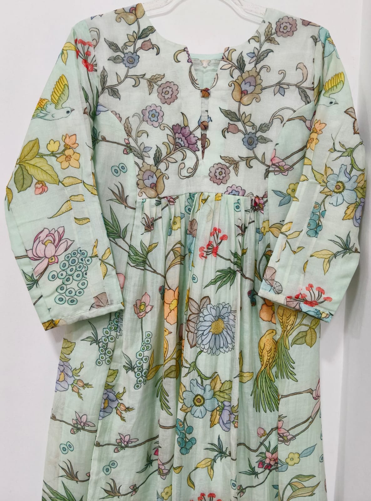 FLORAL PRINTED CHANDERI GREEN