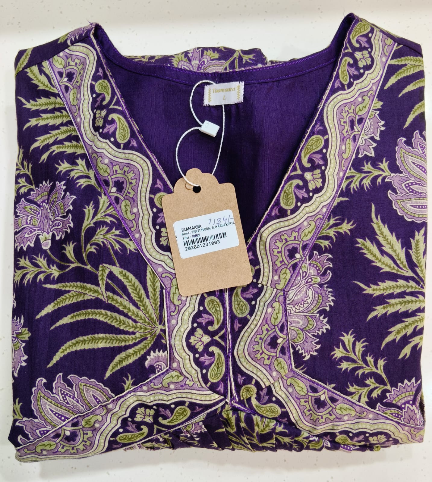 Violet Aliya Cut Floral Kurta with Lining