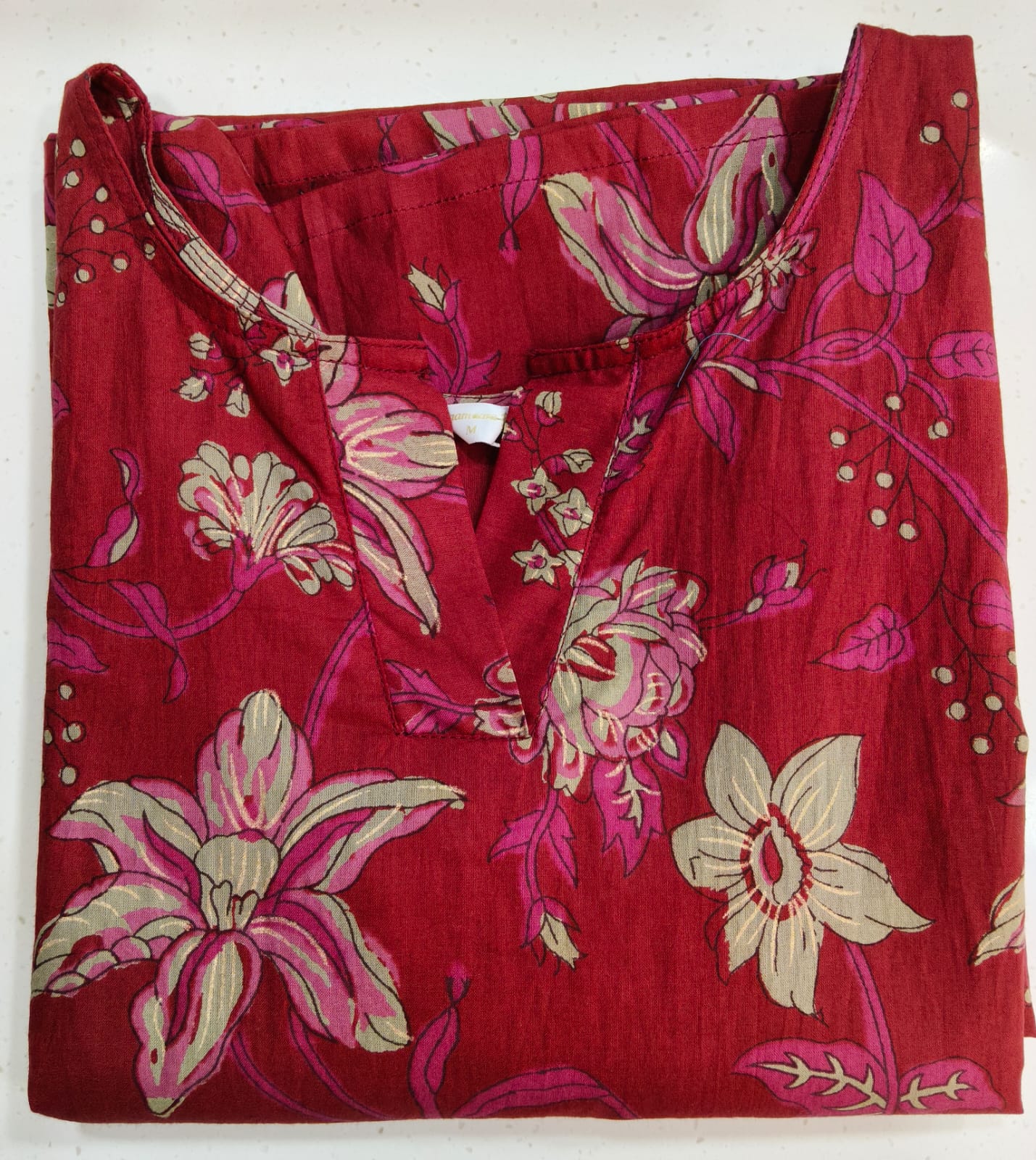 MAROON YELLOW FLORLA KURTA