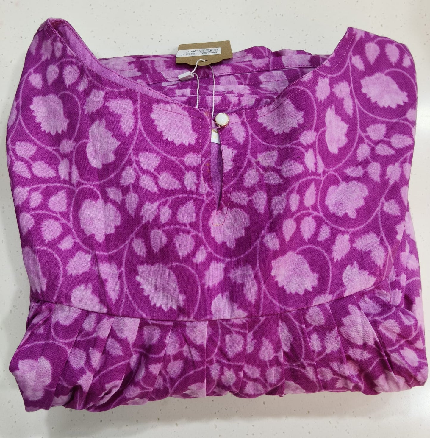 Purple Lotus Floral Kurta with Lining