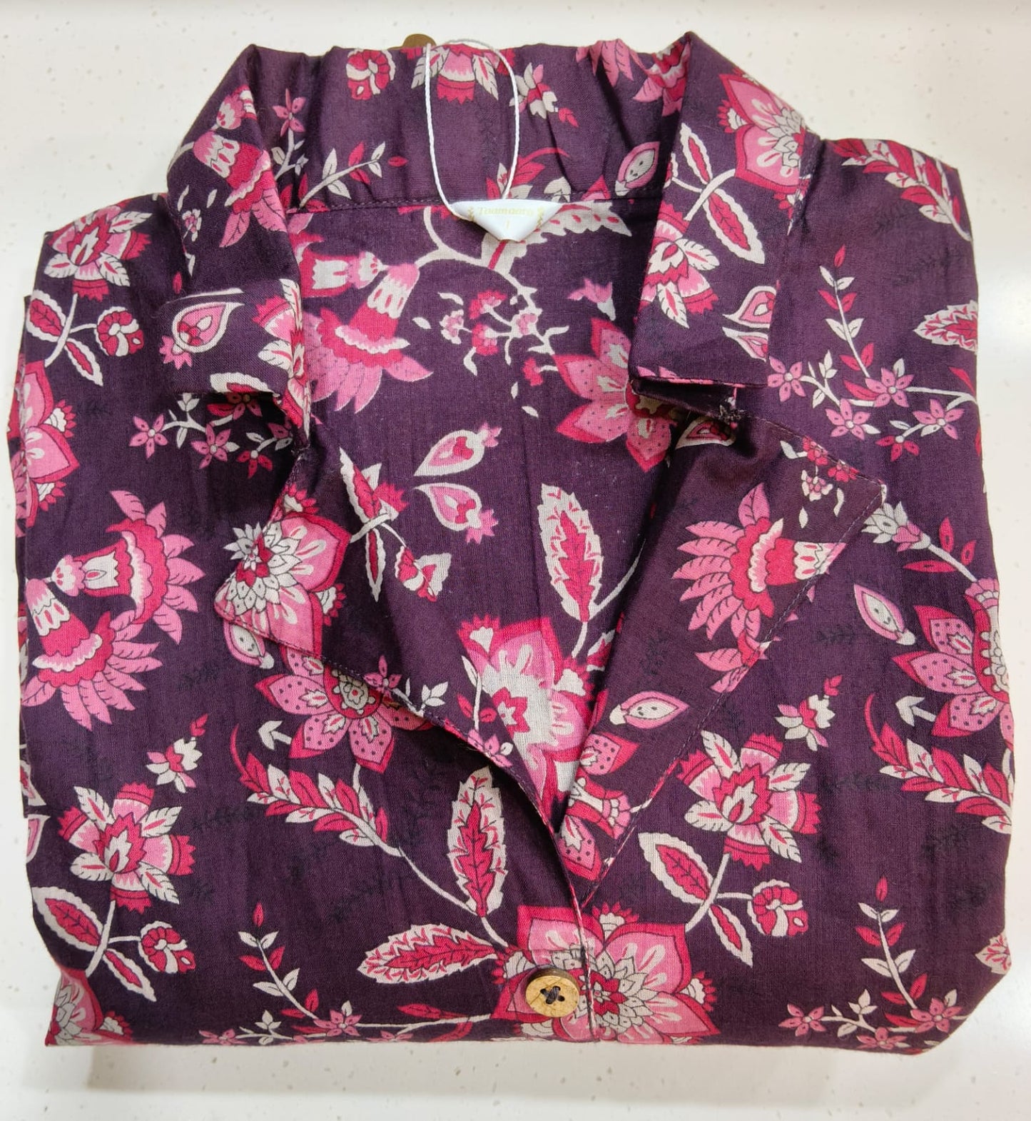 PURPLE PINK FLORAL KURTA COLLAR