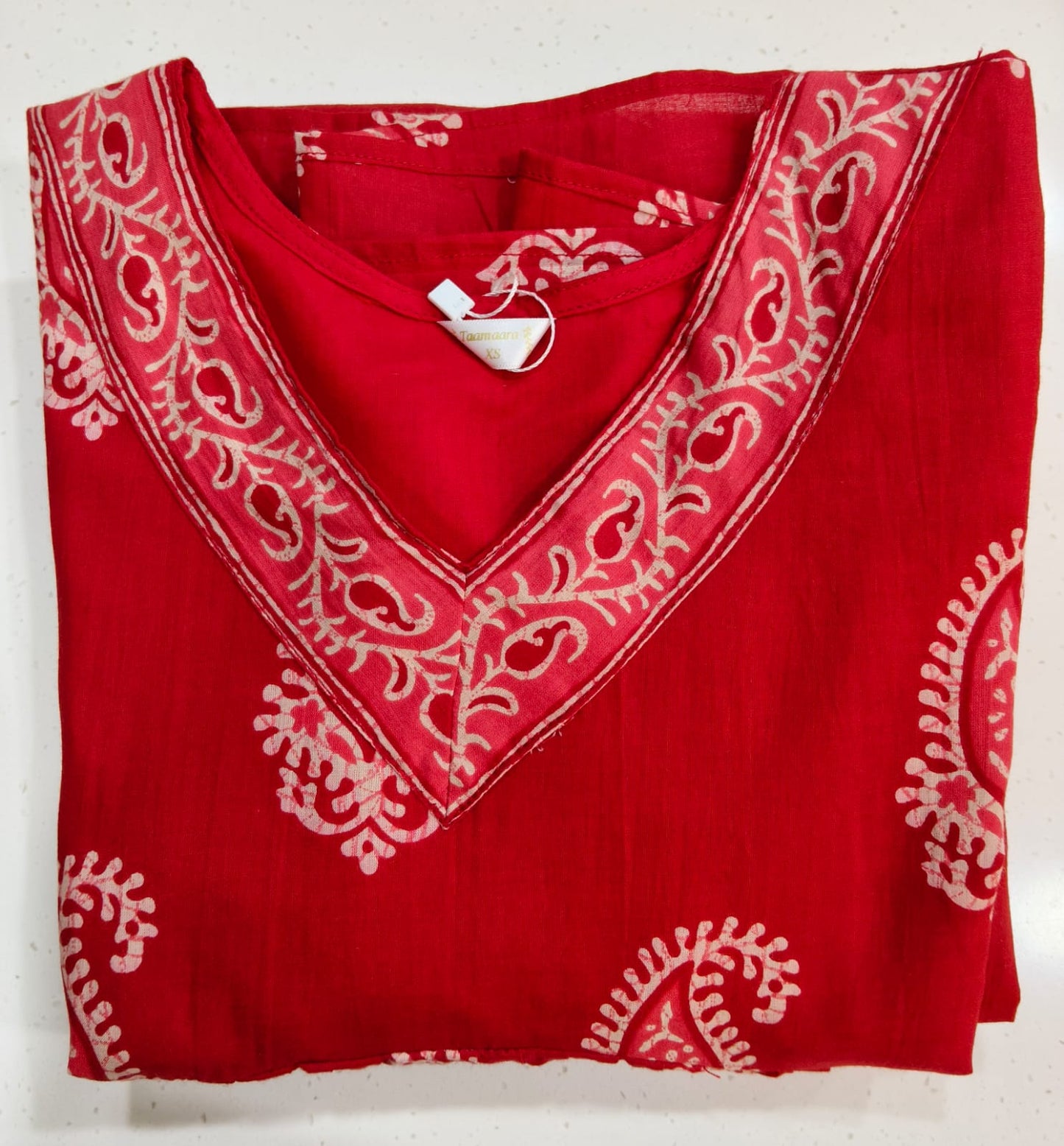 Red Floral 1 Aliya Cut Kurta with Lining