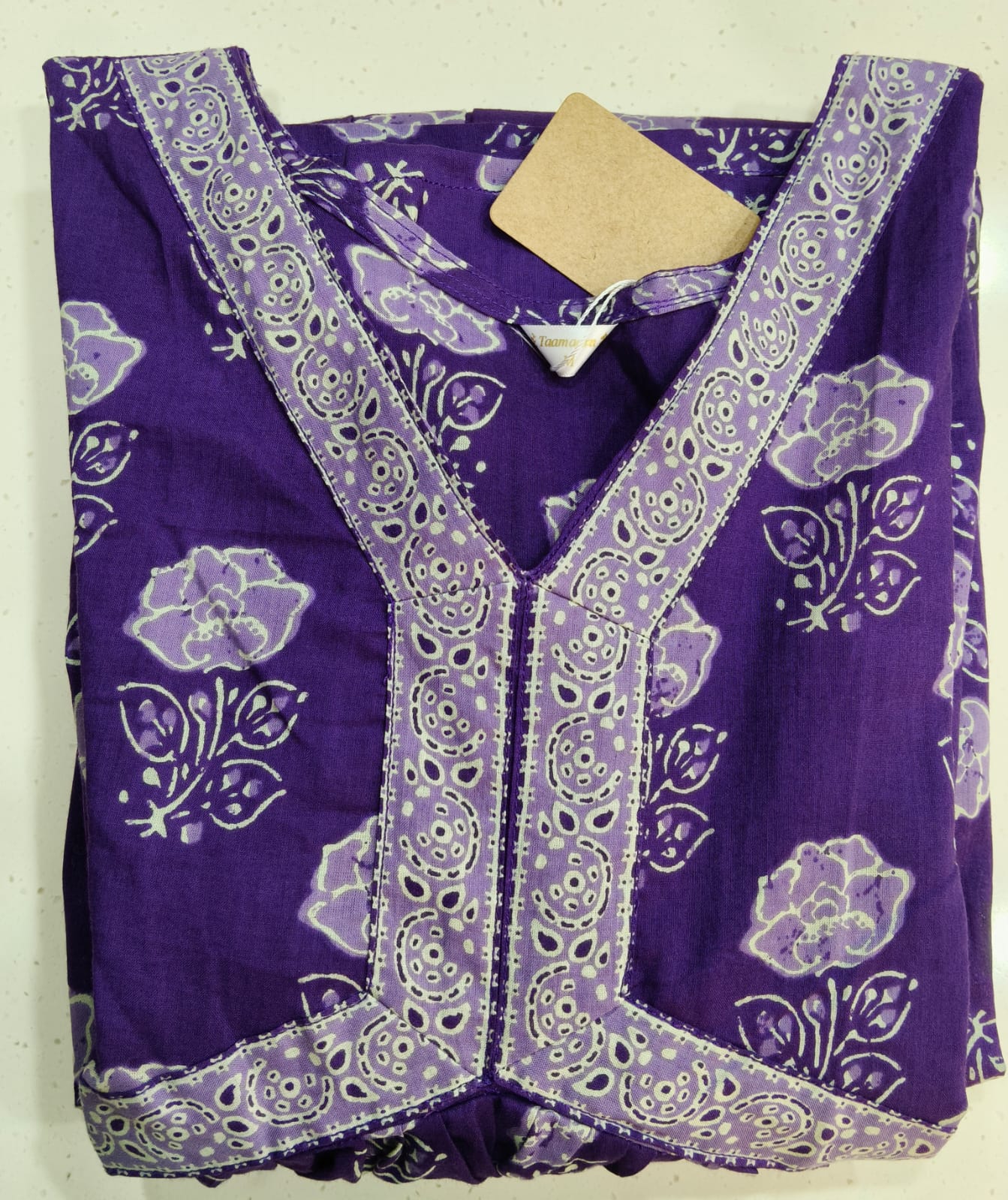 Violet Floral Aliya Cut Kurta