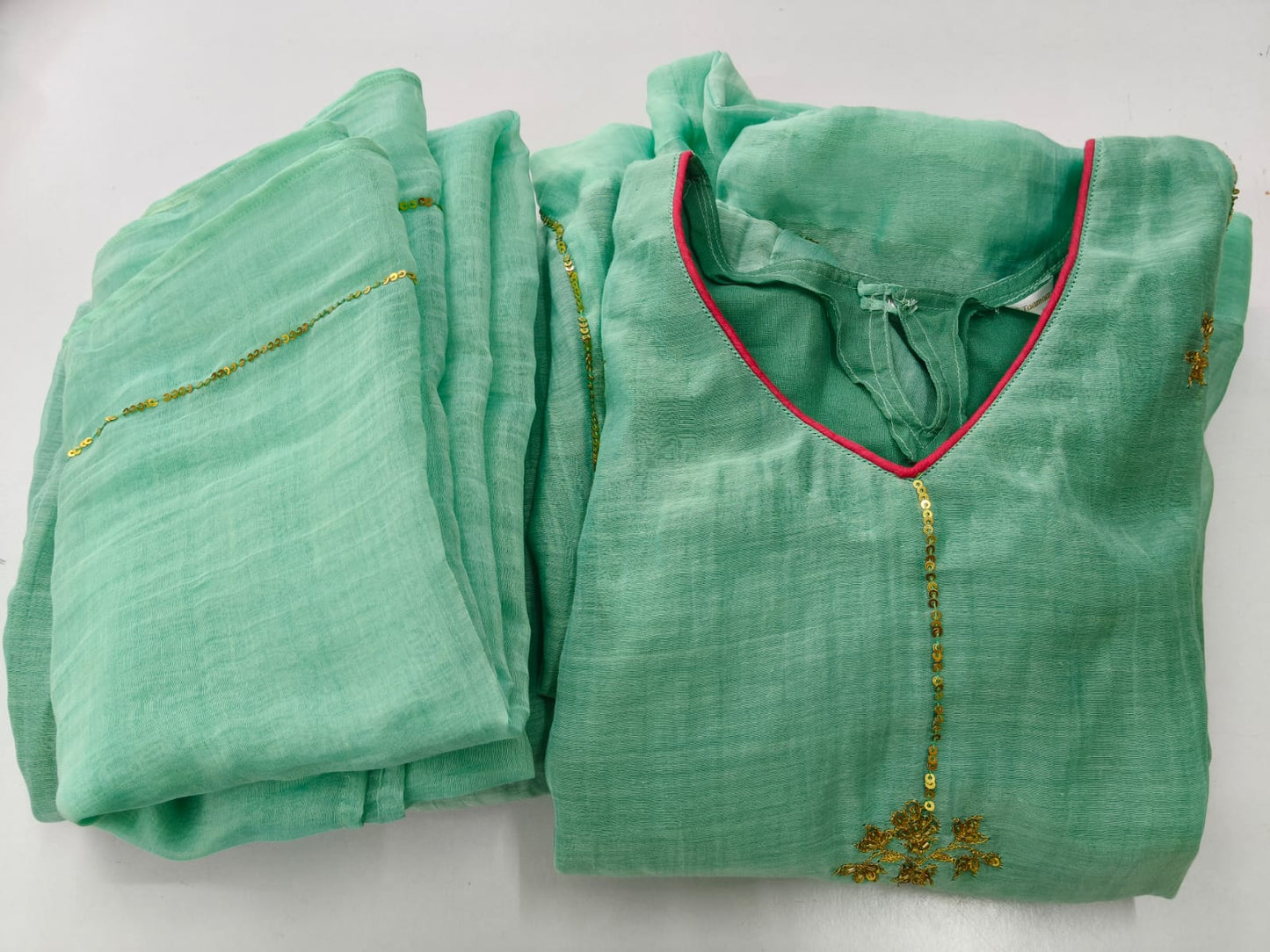 Mint Chanderi 3 pc suit