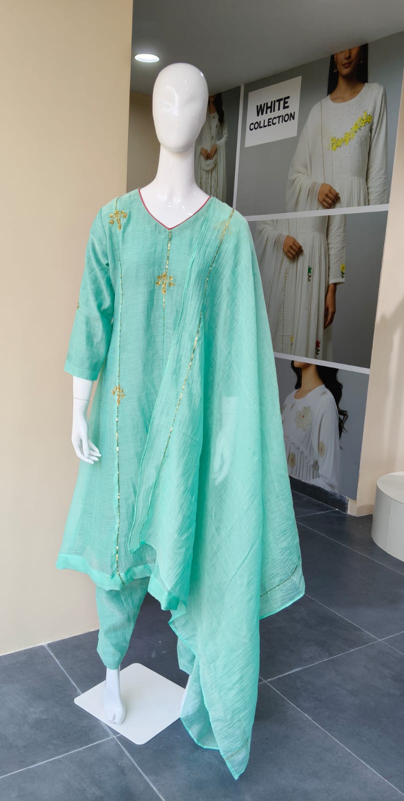 Mint Chanderi 3 pc suit