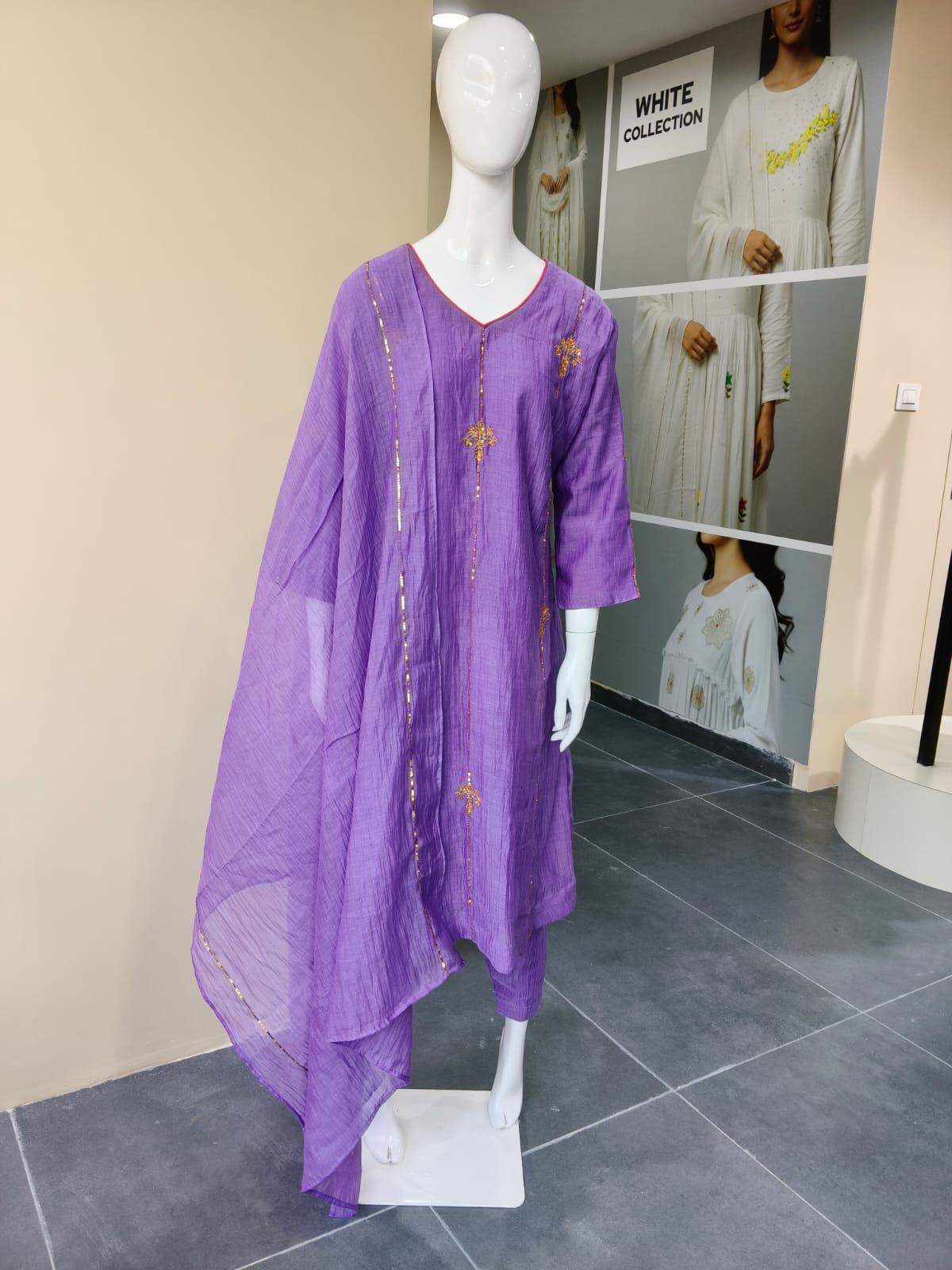 Violet Chanderi 3 pc suit