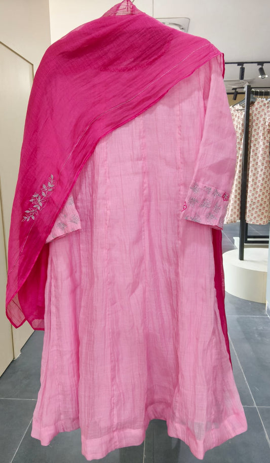 PINK CHANDERI 3 PCS SUIT