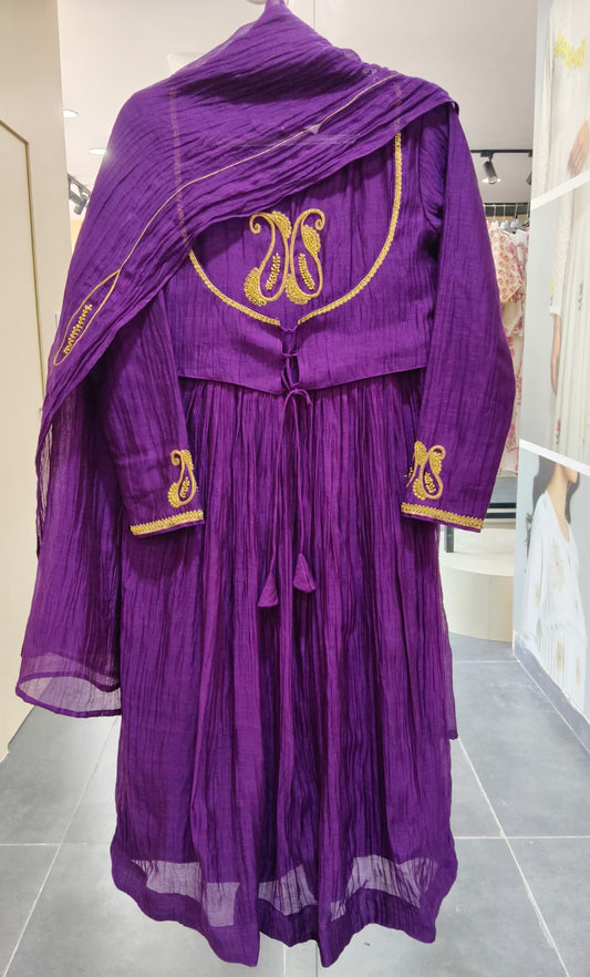 Chanderi Dual Shade Violet Purple 3pc Suit