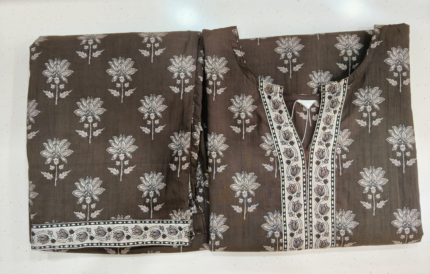 Dark Brown Floral Co Ord Set