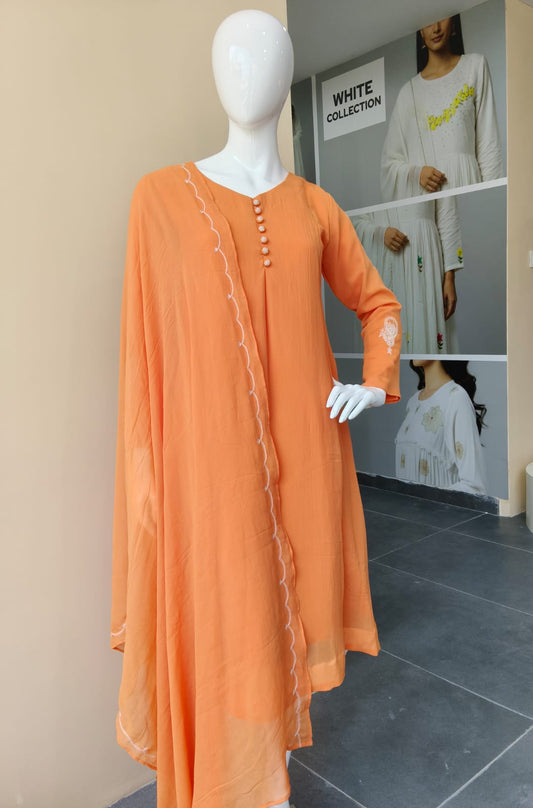 Georgette Peach Hue 3 Pcs Suit