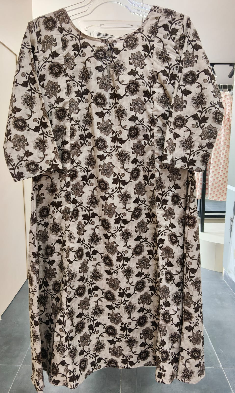 Off white Dark Brown Floral Co Ord Set