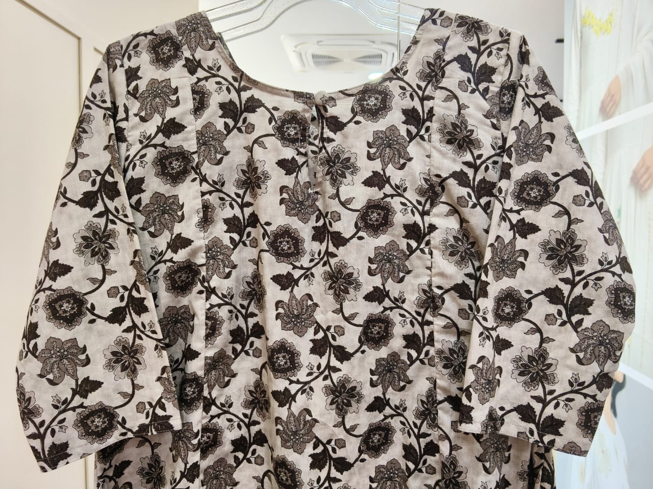 Off white Dark Brown Floral Co Ord Set