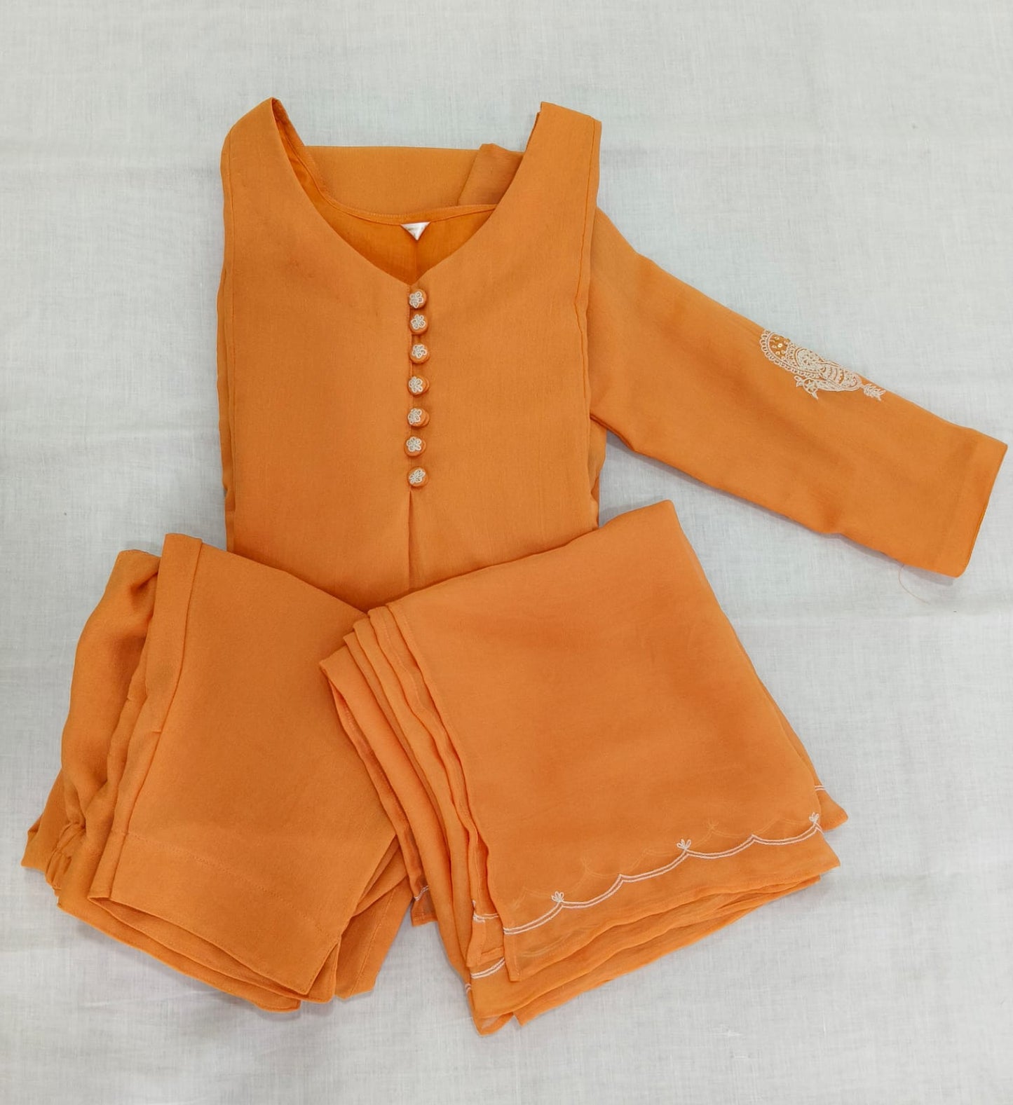 Georgette Peach Hue 3 Pcs Suit