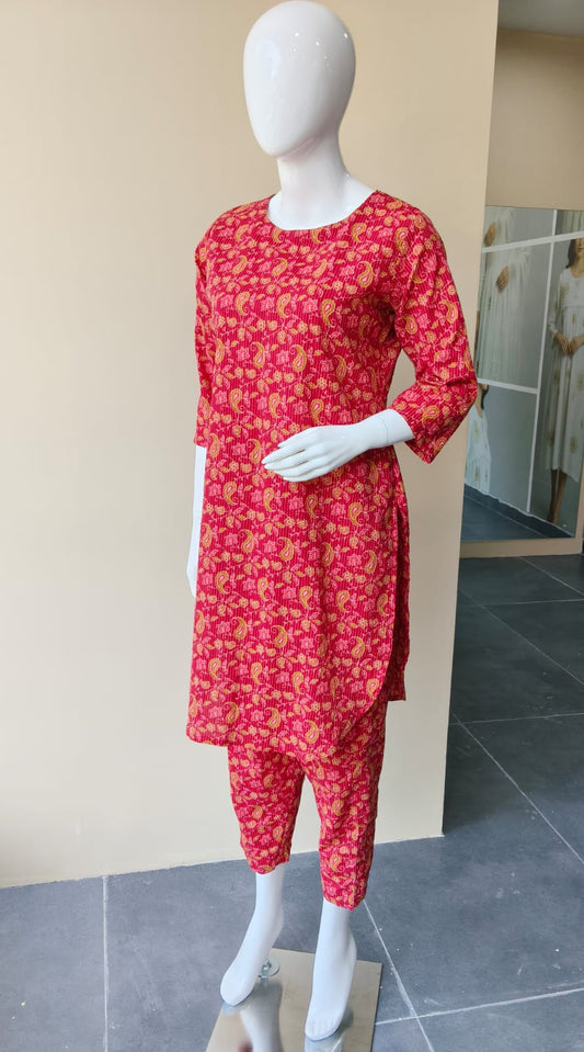 RED YELLOW FLORAL CO ORD SET