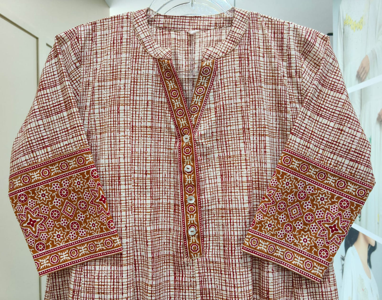 ORANGE PANEL CUT CO ORD SET W OPEN BUTTONS