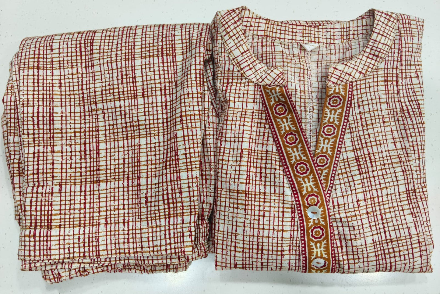 ORANGE PANEL CUT CO ORD SET W OPEN BUTTONS