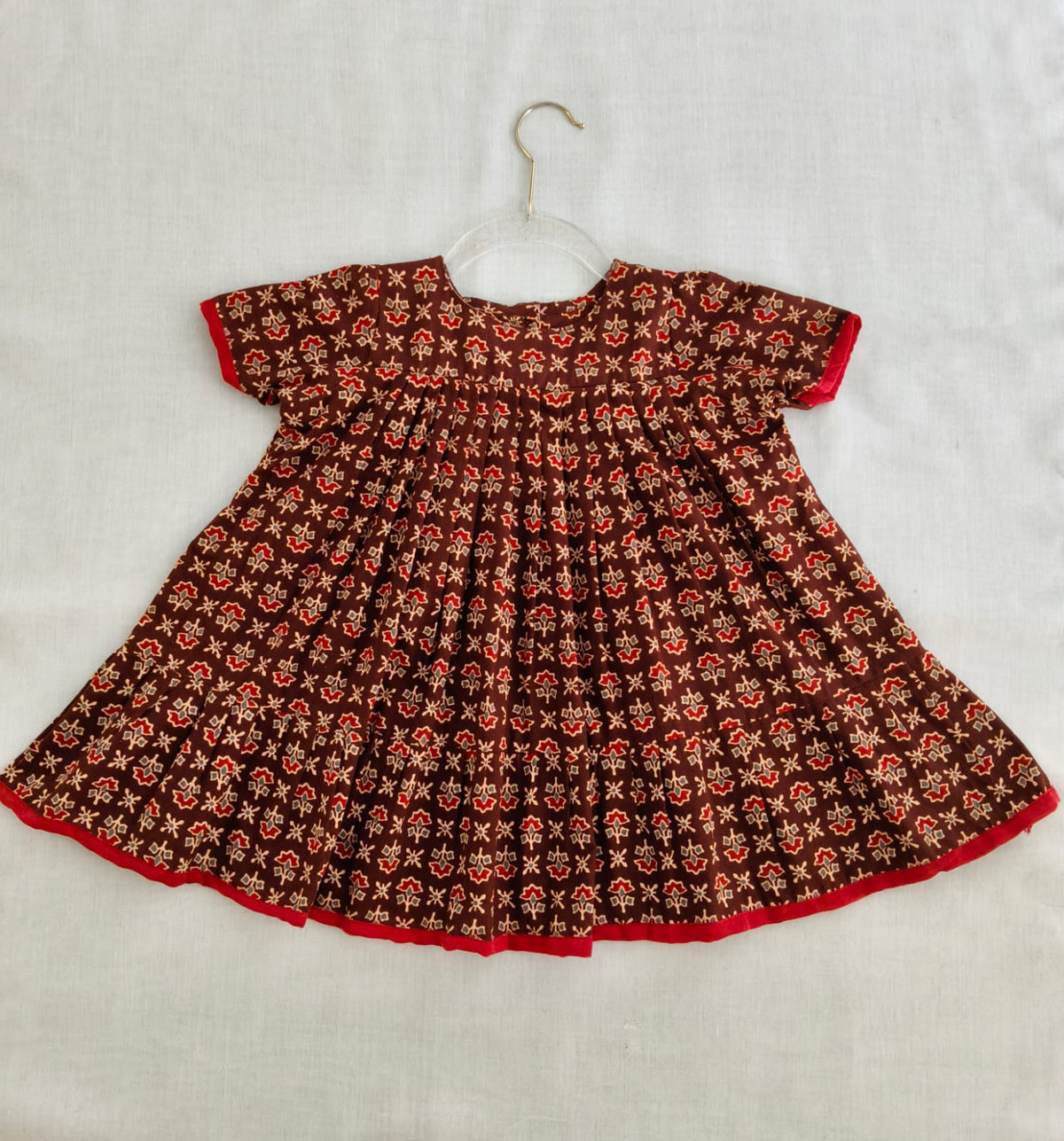 Brown Red Floral Dress