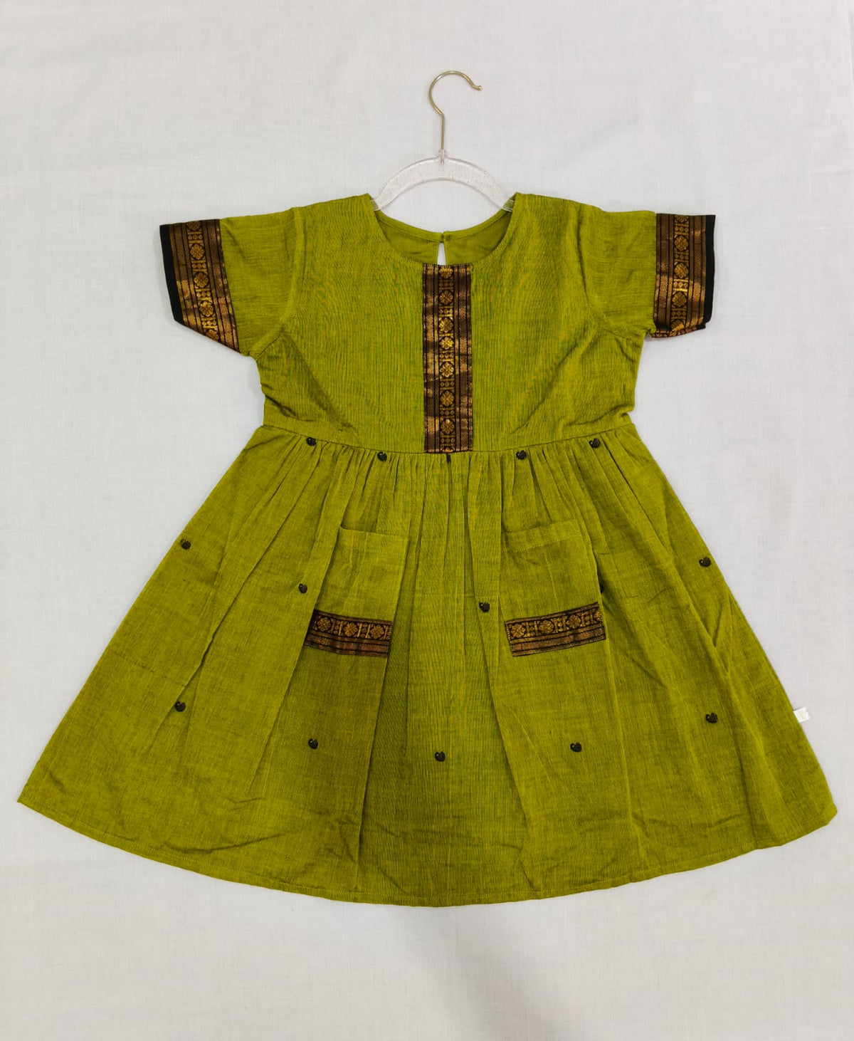 Green W Black Border--Silk Cotton