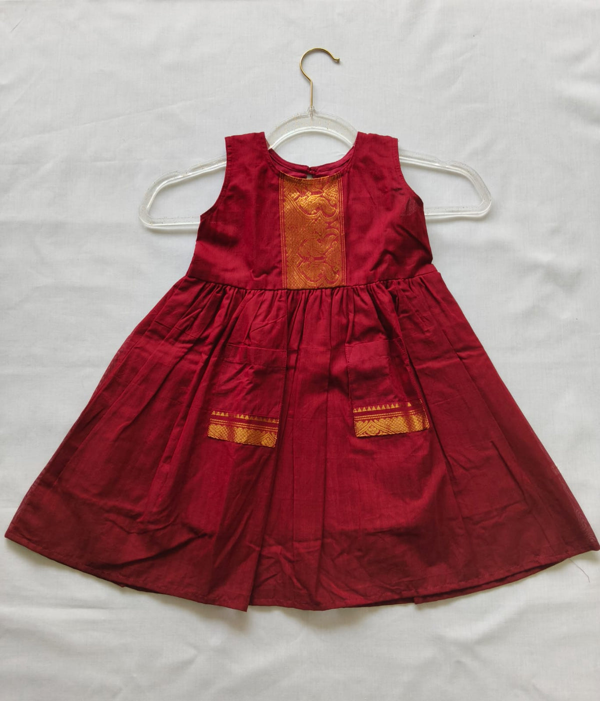 Red w Gold Border-Silk Cotton