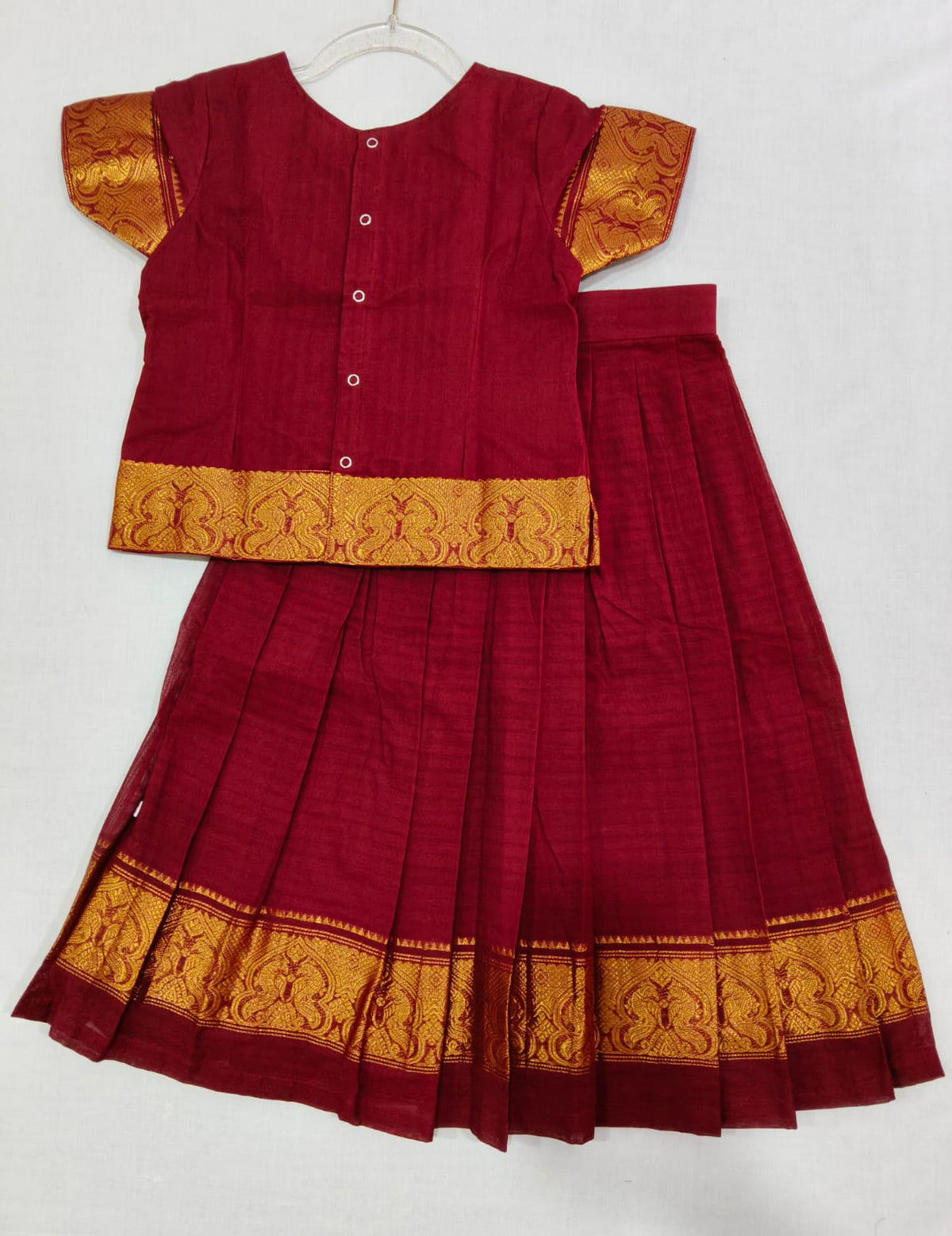 Red W Golden Border-Silk Cotton