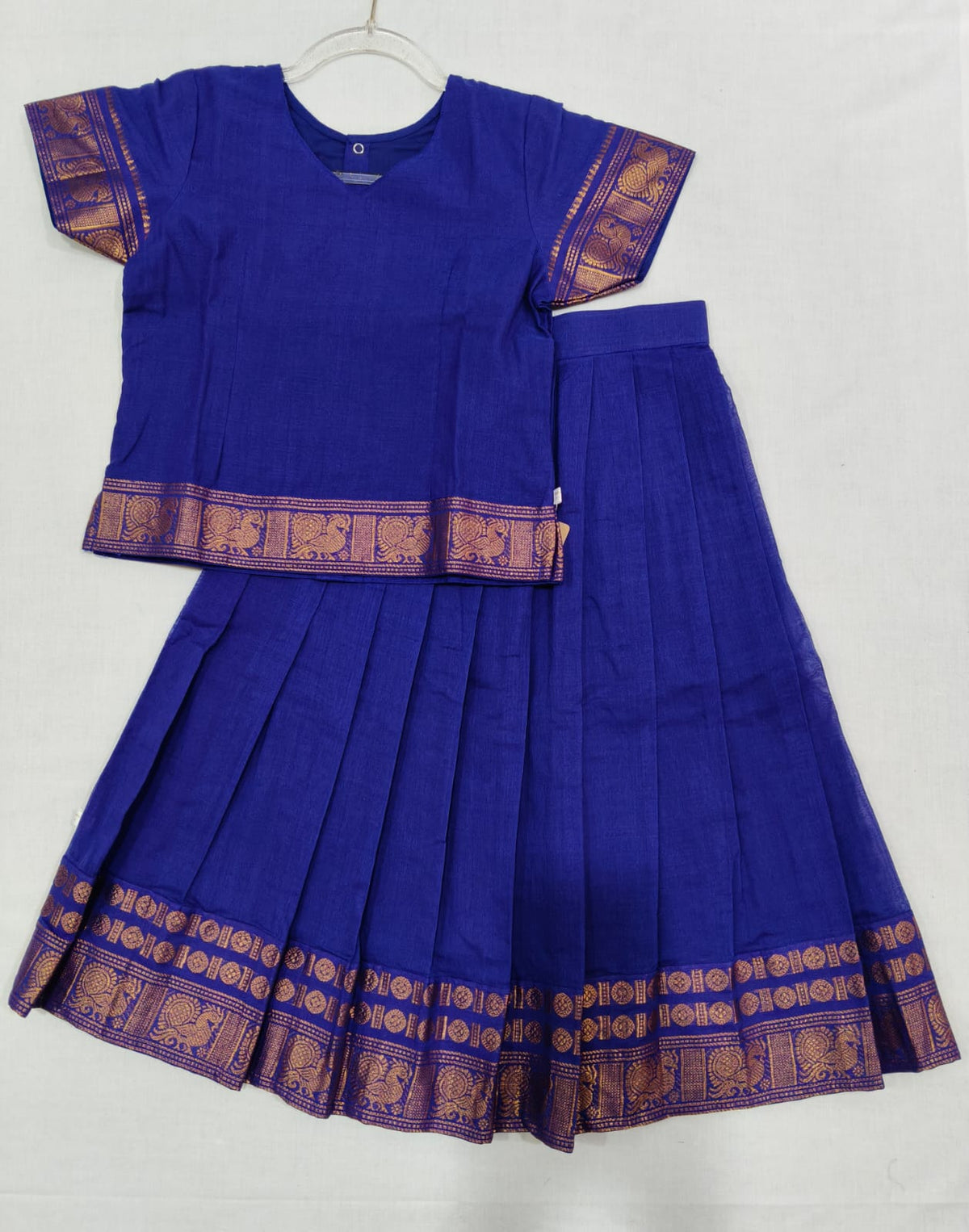 Ujala Blue W golden Border-Silk Cotton