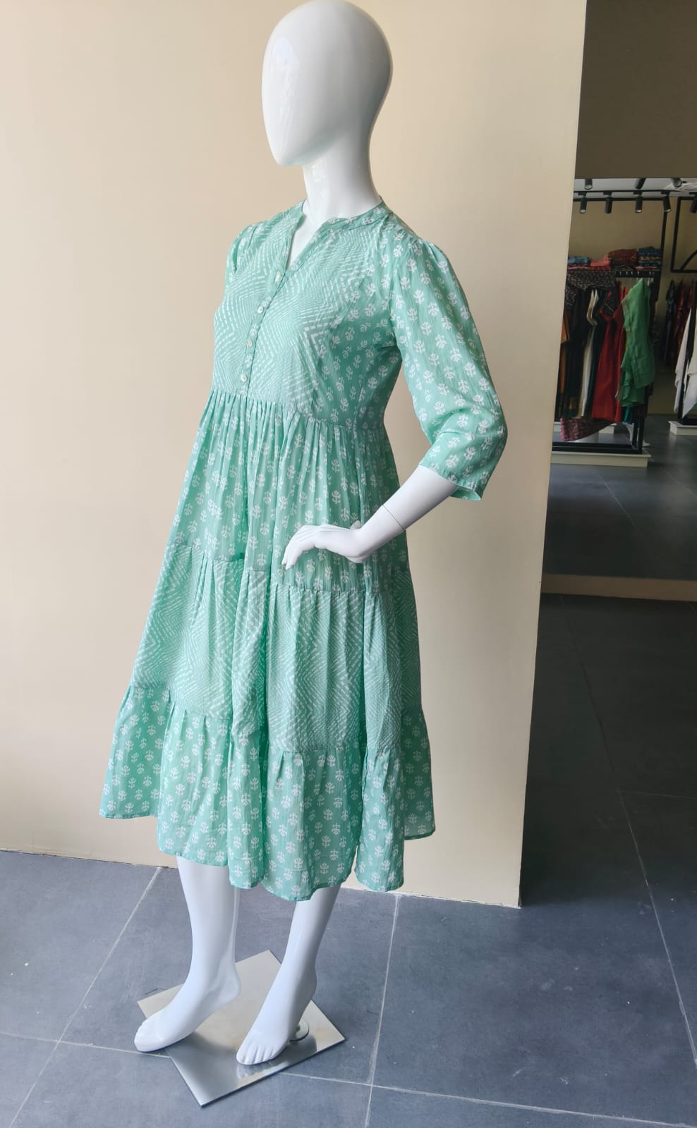 Mint Tier Cotton Kurta