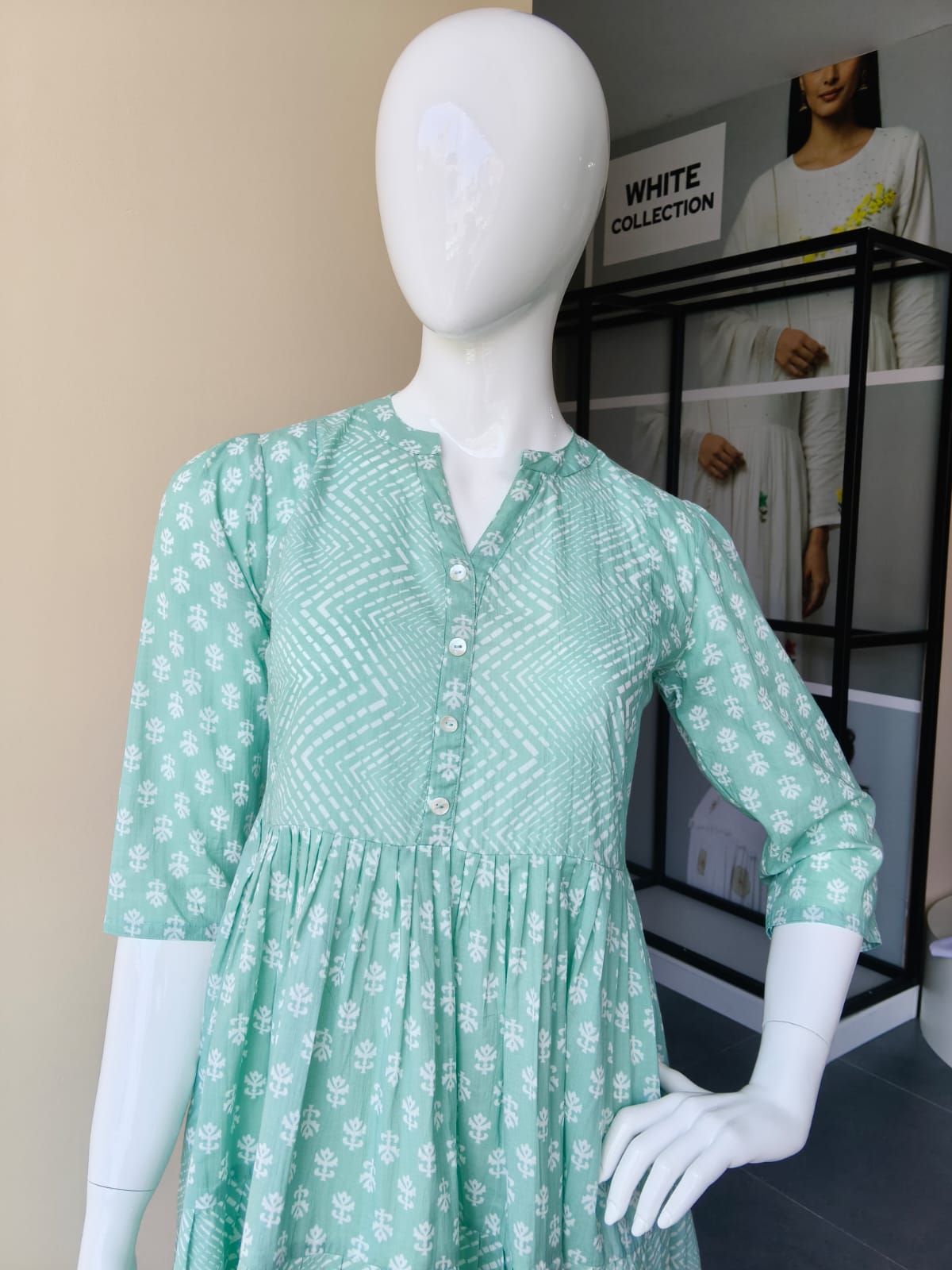 Mint Tier Cotton Kurta