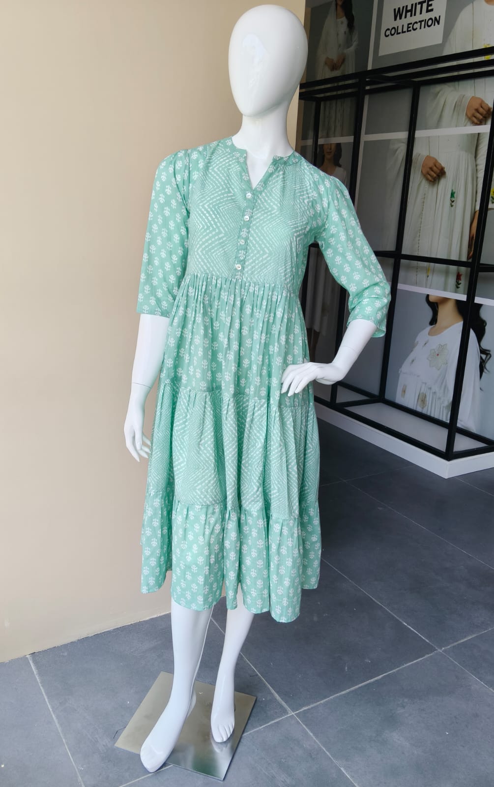 Mint Tier Cotton Kurta