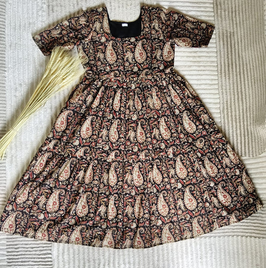 Black Kalamkari Floral Kurta with Lining